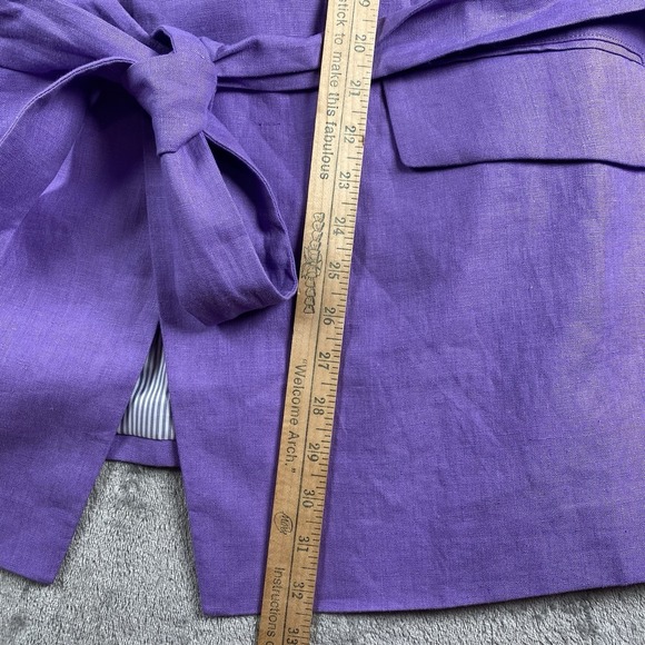 Talbots Vest Womens Sz 20W Purple Linen Belted Lapel Lined Sleeveless Blazer NWT - Picture 9 of 10
